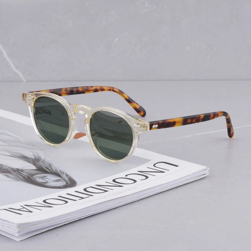 Sunglasses for Men Vintage Japanese Designer Sunglasses Women Polarized Acetate Round High Quality UV Protection Glasses